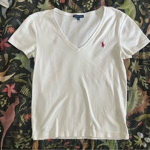 Ralph Lauren Women’s v neck white tee, size XL